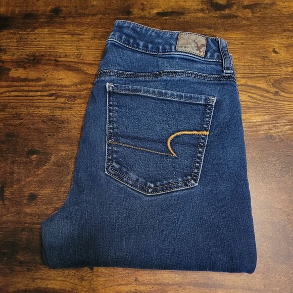 American Eagle Jeans 8 XL Super Stretch Jegging Low Rise Medium Dark Wash Denim - Picture 3 of 11